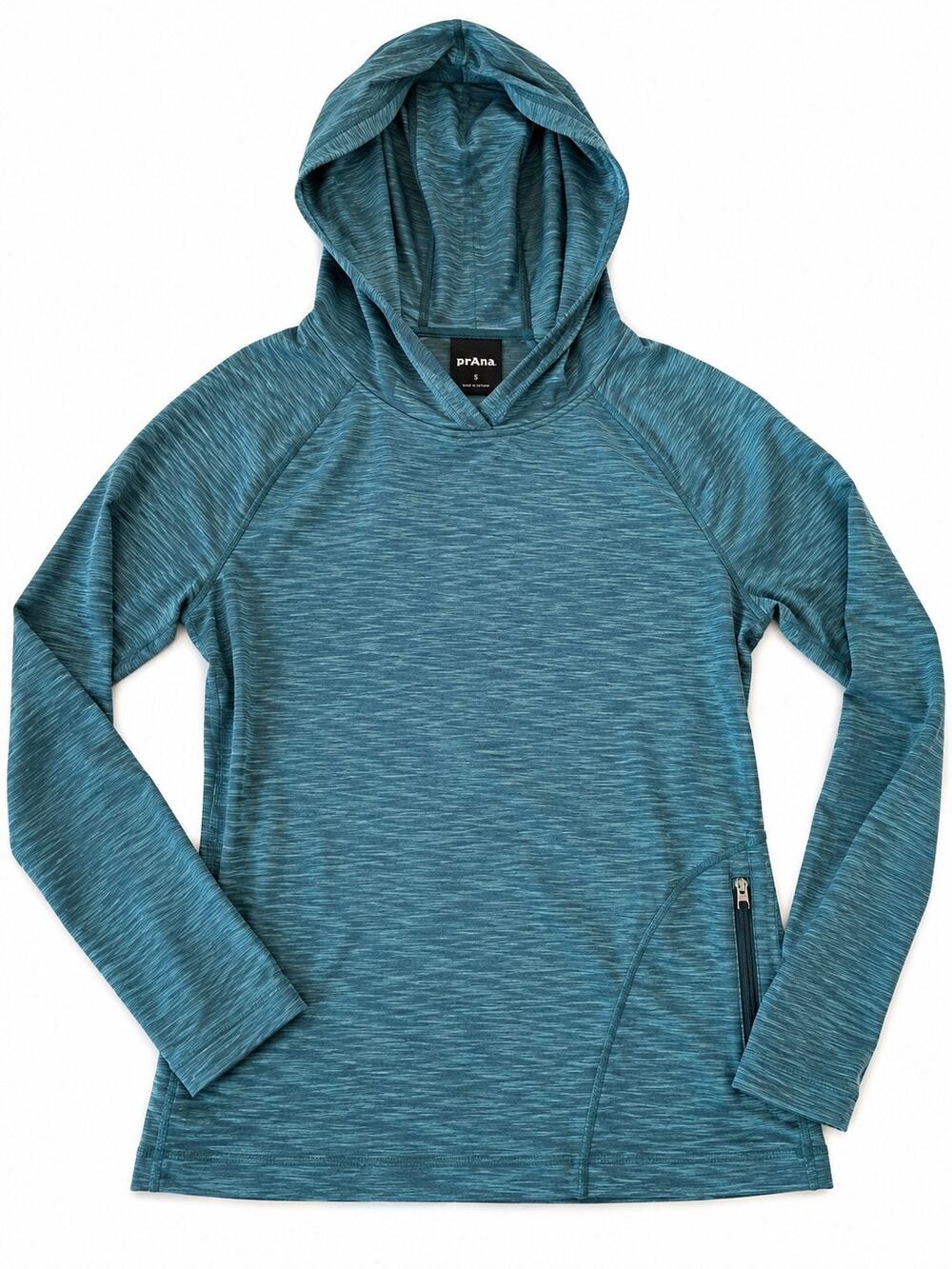 prAna Women's Small Heathered Teal Green Blue Lightweight Hooded pullover